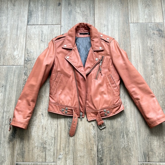 BLK DNM Lambskin Leather Jacket Mauve Pink Small 100% Genuine Leather  SMALL - Picture 2 of 6